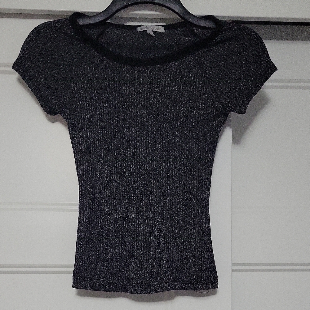 Charlotte Russe Charcoal Short Sleeve Crop Tee